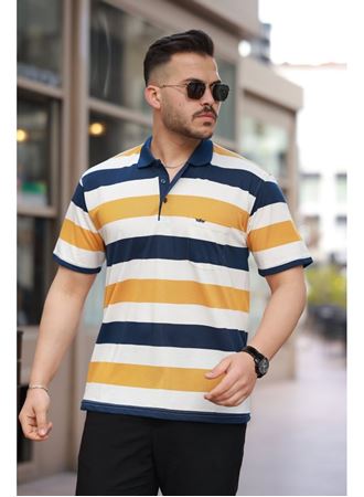 Erkek Yakalı çok Renkli Kısa Kollu T-shirt