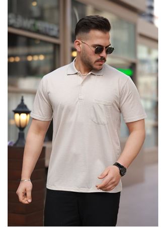 Erkek Yakalı Mini Jakarlı Kısa Kollu T-shirt