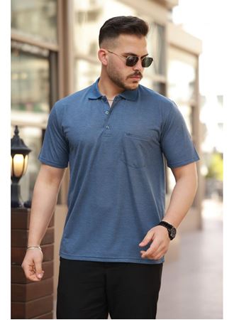 Erkek Yakalı Mini Jakarlı Kısa Kollu T-shirt