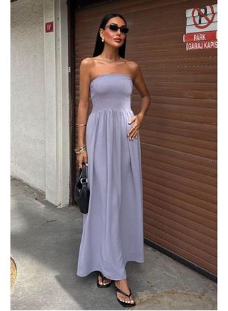 Göğsü Gipeli Straplez Elbise 2878