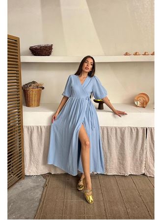 Bebe Mavi Müslin Uzun Elbise