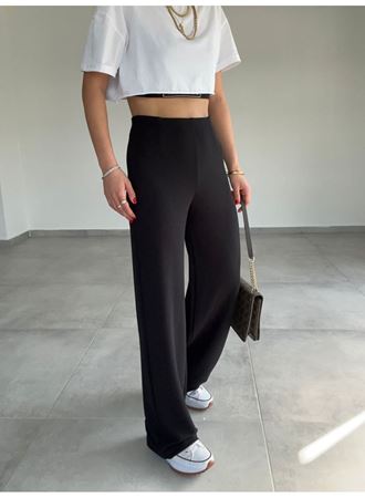 Kadın Krep Kumaş Gipe Detay Palazzo Pantolon