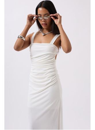 Yırtmaç Detay Sırt Dekolte Elbise