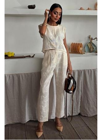 Shalina Süzüne Nakışlı Crop Takım 9796-08