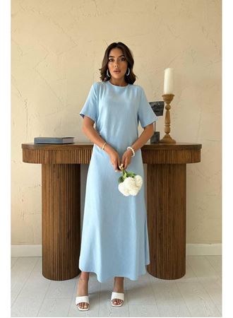 Bebe Mavi Pileli Bisiklet Yaka Elbise