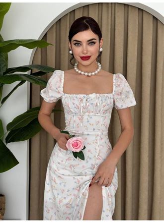 Zeze Balon Kol Elbise