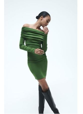 Kadın Madonna Mendil Yaka Fırsat ürün Büzgülü Mini Elbise