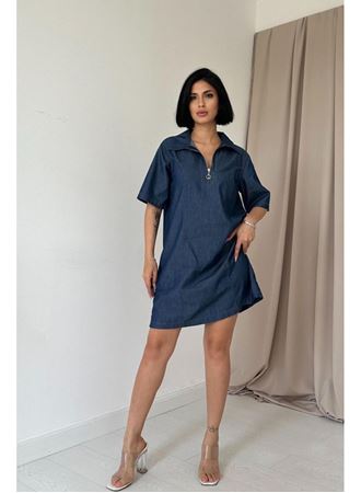 Mavi Tencel Kuplu Elbise