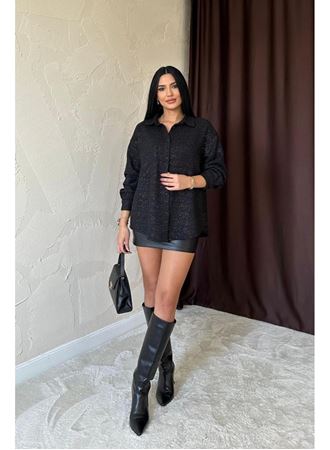 Siyah Işıltılı Gömlek
