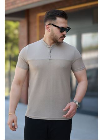 Erkek Hakim Yakalı Kısa Kollu Pamuklu T-shirt