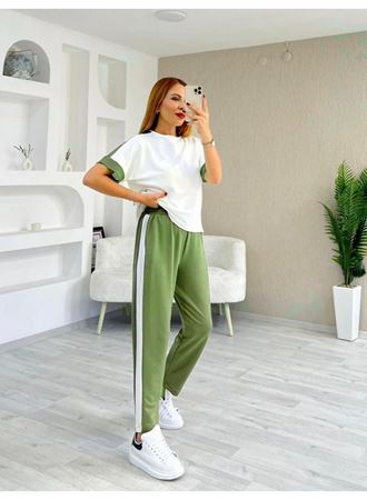 Kadın Modal Dokulu Kumaş Yanı şeritli Takım