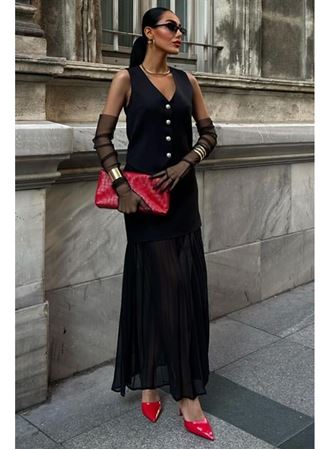 Yelek Ve Pilise Etekli Premium Takım 10096