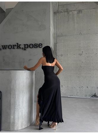 STRABLEZ SANDY ELBİSE YANLARI KATLI - Siyah