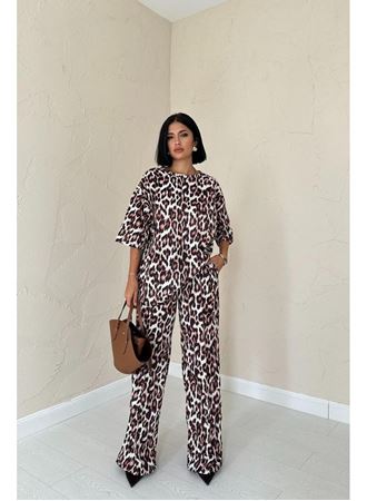 Leopar T-Shirt Ve Pantolon Takım