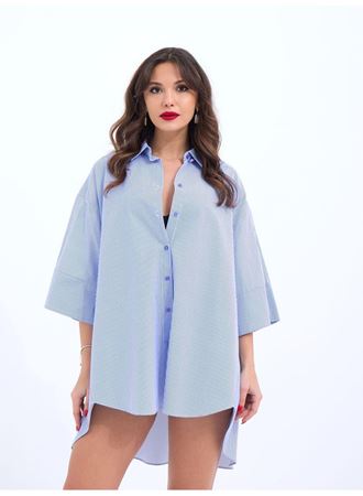 4328 GÖMLEK-MAVİ BEYAZ ÇİZGİLİ