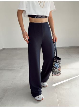 Kadın Krep Kumaş Gipe Detay Palazzo Pantolon