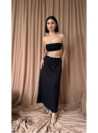 Siyah Beli Lastikli Etek