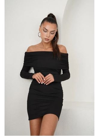 Kadın Madonna Mendil Yaka Fırsat ürün Büzgülü Mini Elbise