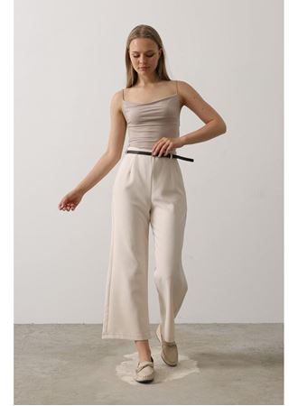 Kemer Pens Detaylı Pantolon - Bej