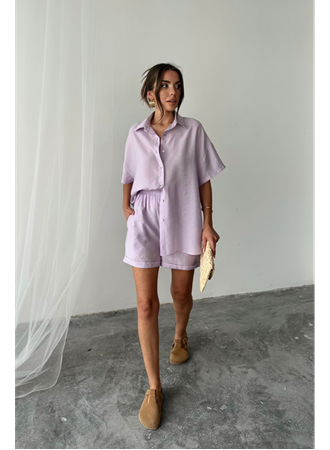 GÖMLEK - ŞORT TAKIM - Lila