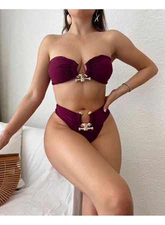 Kadın Italyan Kumaş Toka Detaylı Bikini