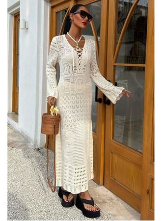 Birit Detaylı Ajurlu Elbise 2838