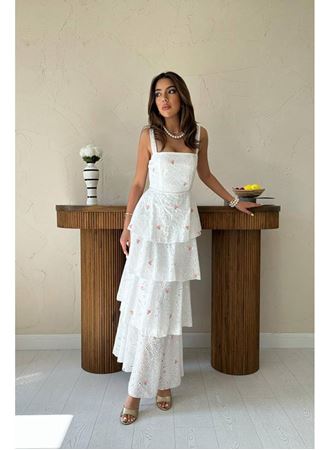 Pembe Kat Kat Arkası Bağlamalı Elbise