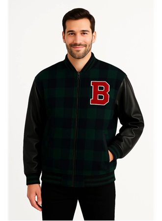 Kolları Suni Deri Içi Astarlı Oduncu Kolej Içi Ceket - Haki