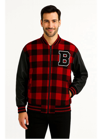 Kolları Suni Deri Içi Astarlı Oduncu Kolej Içi Ceket - Bordo