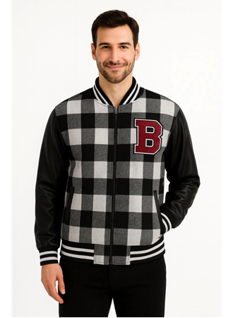 Kolları Suni Deri Içi Astarlı Oduncu Kolej Içi Ceket - Gri