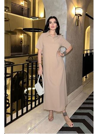 Manque Polo Yaka Yırtmaçlı Elbise 2689-8