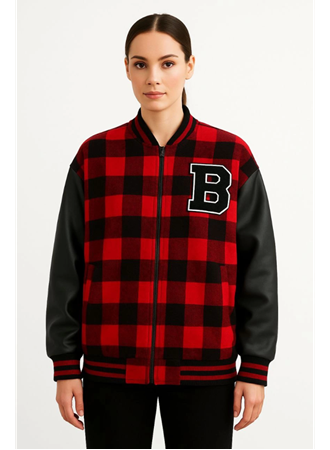 Kolları Suni Deri Içi Astarlı Oduncu Kolej Içi Ceket - Bordo