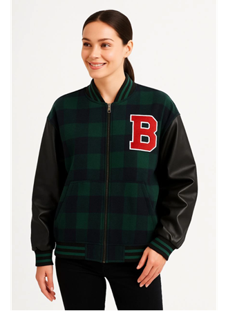 Kolları Suni Deri Içi Astarlı Oduncu Kolej Içi Ceket - Haki