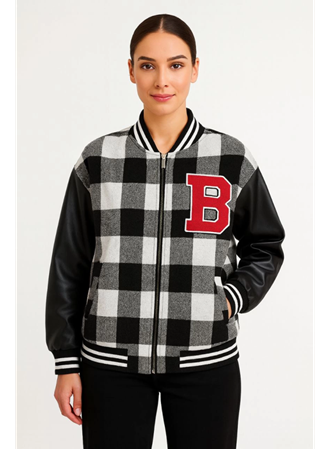 Kolları Suni Deri Içi Astarlı Oduncu Kolej Içi Ceket - Gri