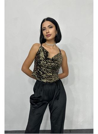 Gold Askılı Degaje Bluz