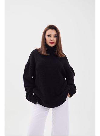 43151 TRİKO BALIKÇI SALAŞ KAZAK-SİYAH