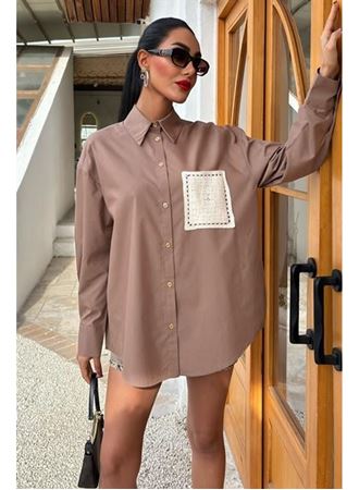 Süzine Cepli Arkası Yırtmaçlı Oversize Gömlek 3420