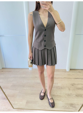 Takım Görünümlu Yelekli Mini Elbise- Füme