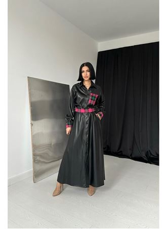 Siyah Garnili Etekli Deri Takım