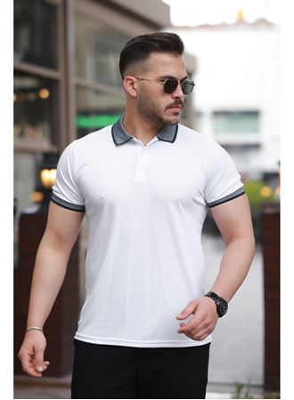 Erkek Yakalı Kagi Kumaş Kısa Kollu T-shirt