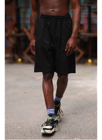 Erkek İki İplik Cepli Şort - Siyah