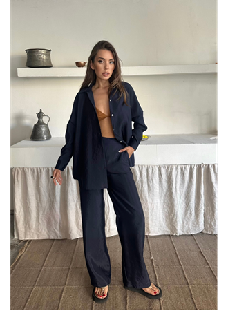 GÖMLEK-PANTOLON TAKIM CUPRA KUMAŞ - Lacivert