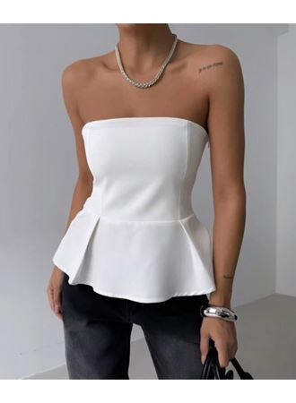 Pileli Straplez Bluz