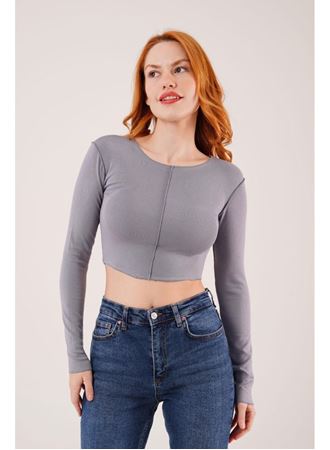 Ters Dikişli Basic Antrasit Body Bluz