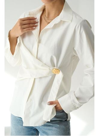 Bağlamalı Gömlek - Ekru