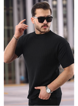 Erkek Kısa Kollu örgü Kumaş Bisiklet Yaka T-shirt