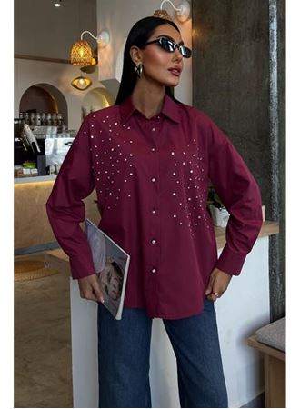 Kristal Taş Çakımlı Poplin Gömlek 3413