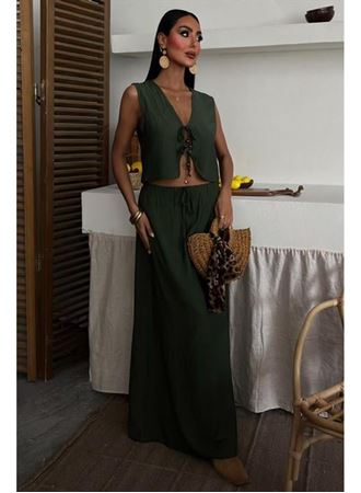 Yelek Önden Bağlamalı Uzun Etekli Takım 10192