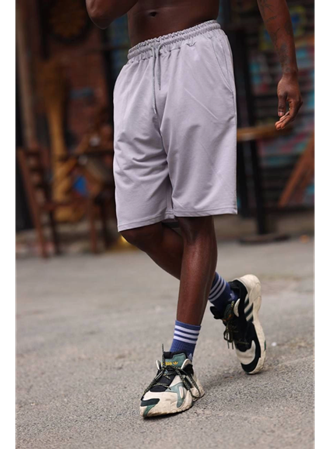 Erkek İki İplik Cepli Şort - Gri