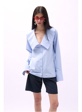 Geniş Yaka Volan Kol Gömlek